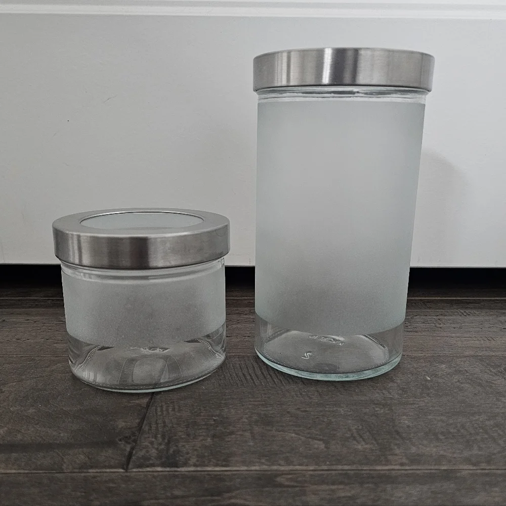 IKEA Maya Roberts Droppar Frosted Glass Storage Container Canisters Jars